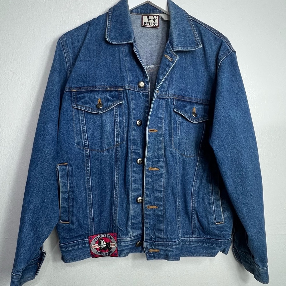FELIX THE CAT Men’s Vintage Blue Denim Jacket Size Small